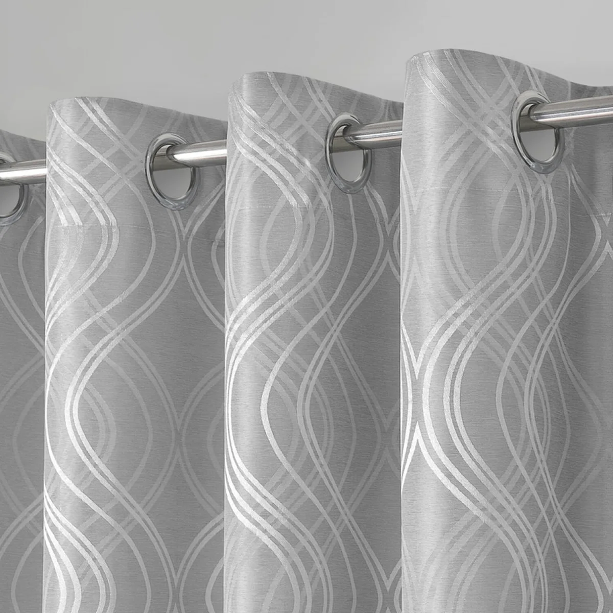Modern Swirls Jacquard Curtain Pair - Grey / 54in / 66in – image 2