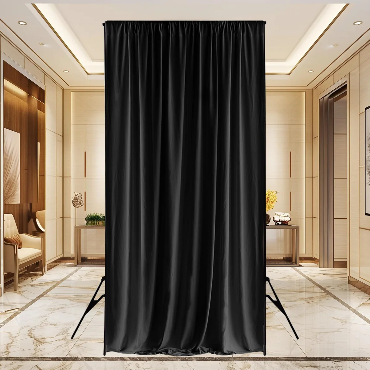 Wrinkle-Free Spandex Backdrop Curtain - Black- 4x1M / 400cm / 15cm