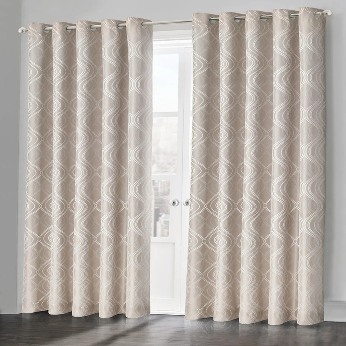 Modern Swirls Jacquard Curtain Pair - Duck Egg / 66in / 90in – image 5
