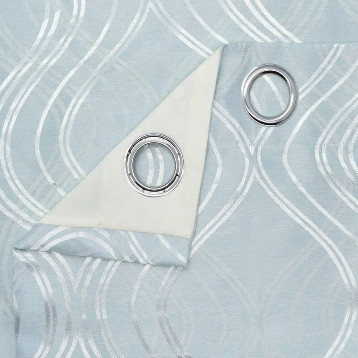 Modern Swirls Jacquard Curtain Pair - Duck Egg / 66in / 90in – image 8