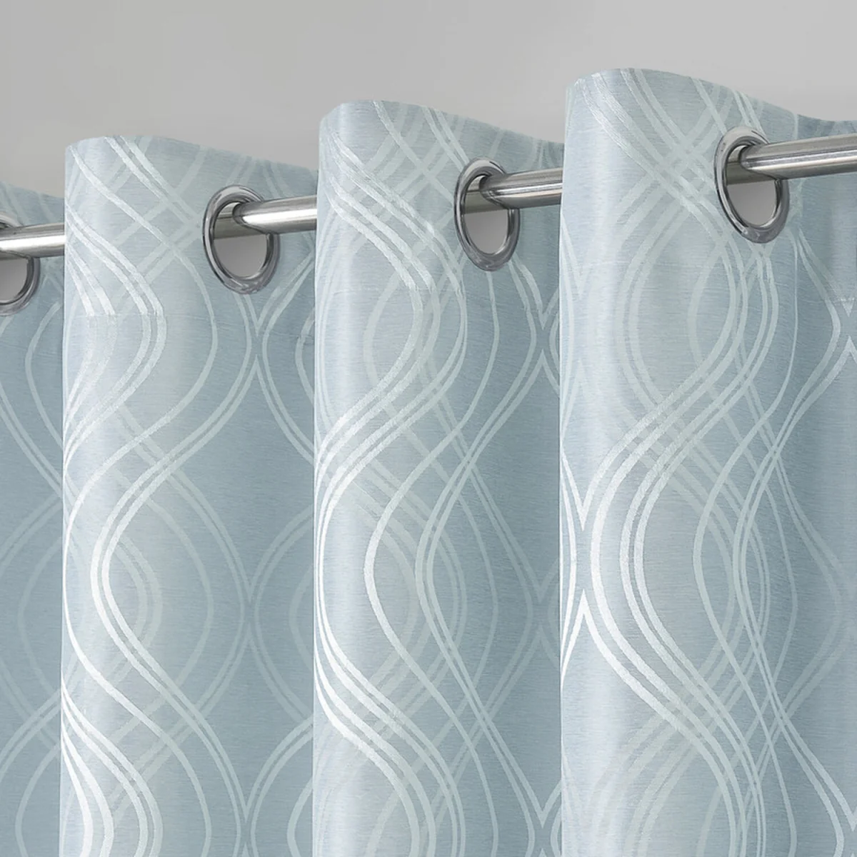 Modern Swirls Jacquard Curtain Pair - Duck Egg / 66in / 90in – image 9