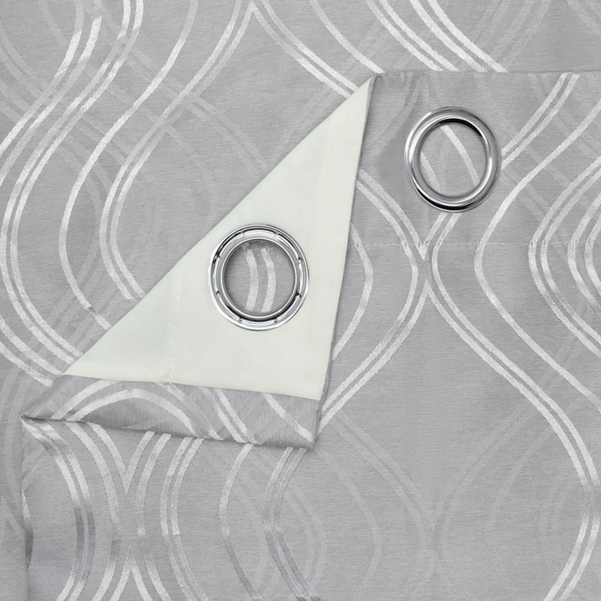 Modern Swirls Jacquard Curtain Pair - Grey / 54in / 46in – image 3