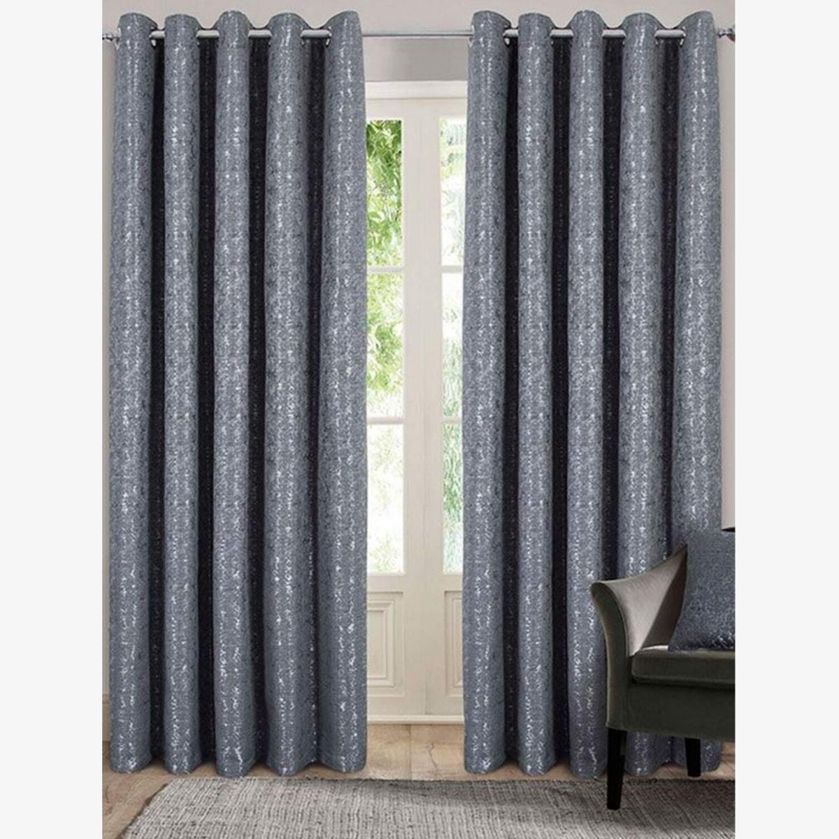 Nova Eyelets Lined CurtainsCharcoal(90in x 46in) - Charcoal