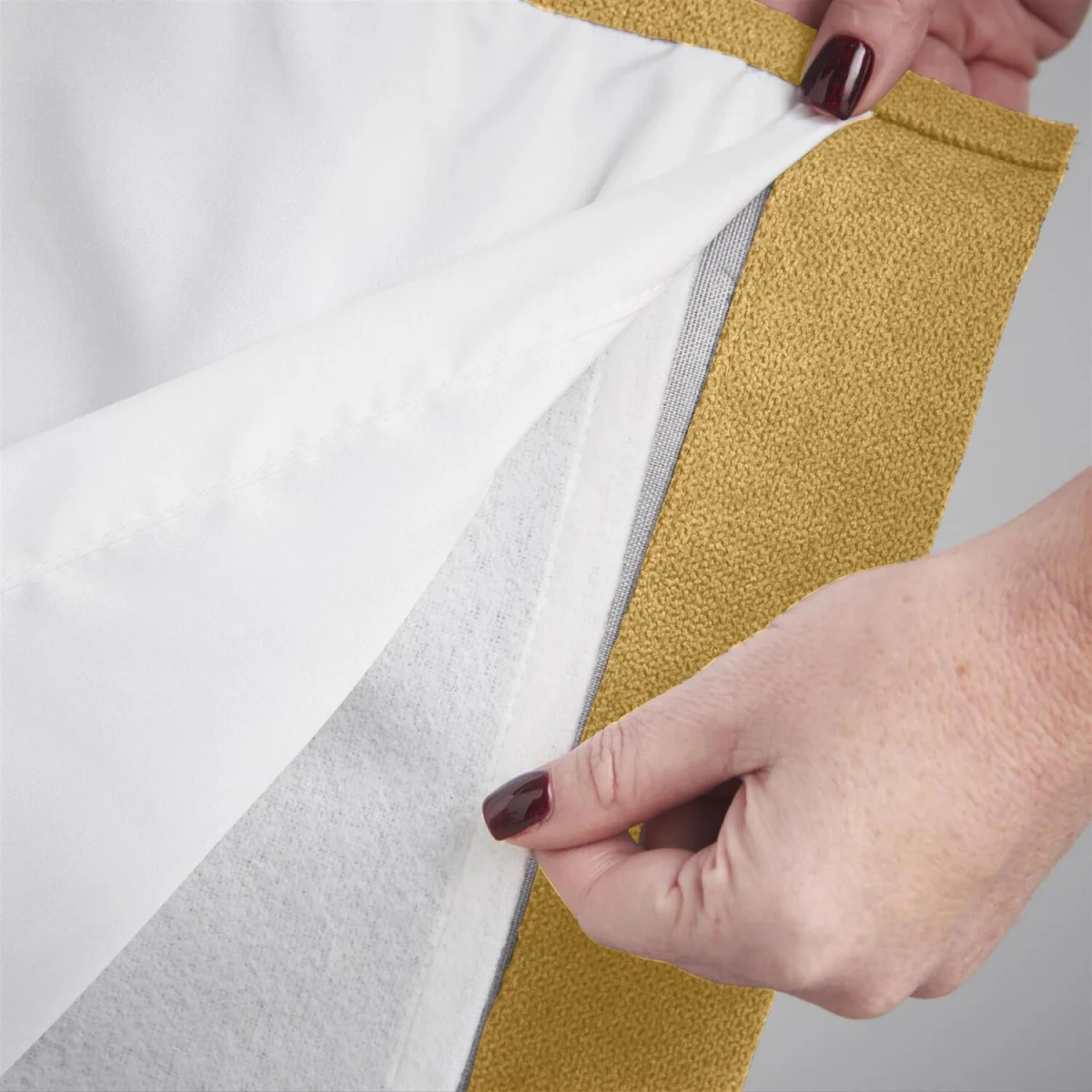 Velvet Chenille Thermal Fleece Lined Pencil Pleat Taped Top Door Curtain - Ochre – image 2