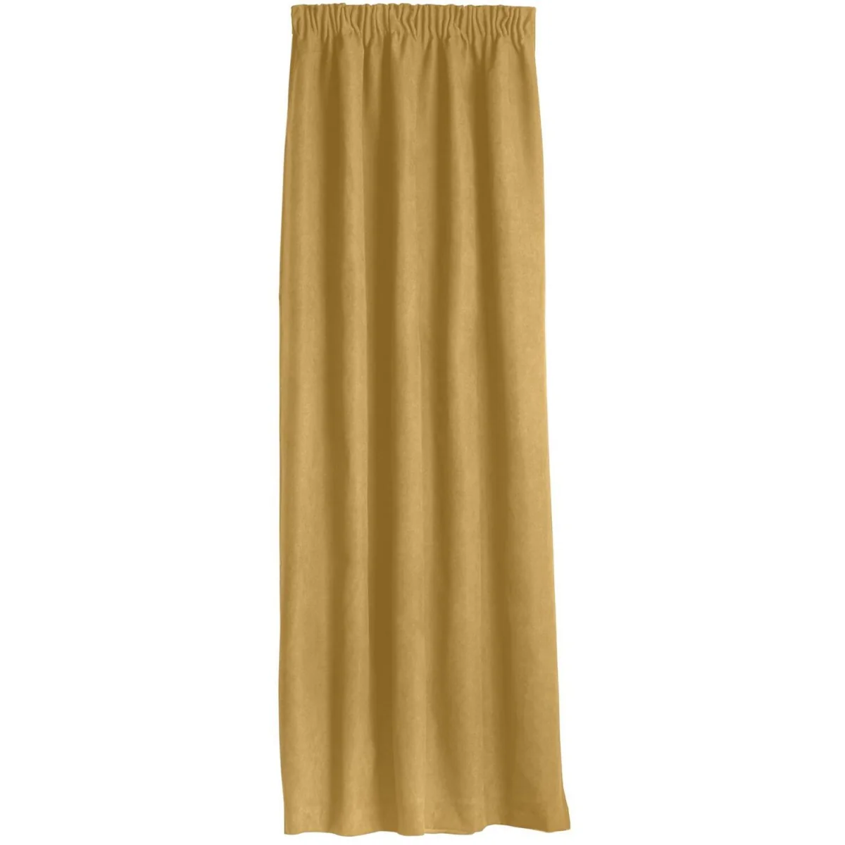 Velvet Chenille Thermal Fleece Lined Pencil Pleat Taped Top Door Curtain - Ochre – image 3