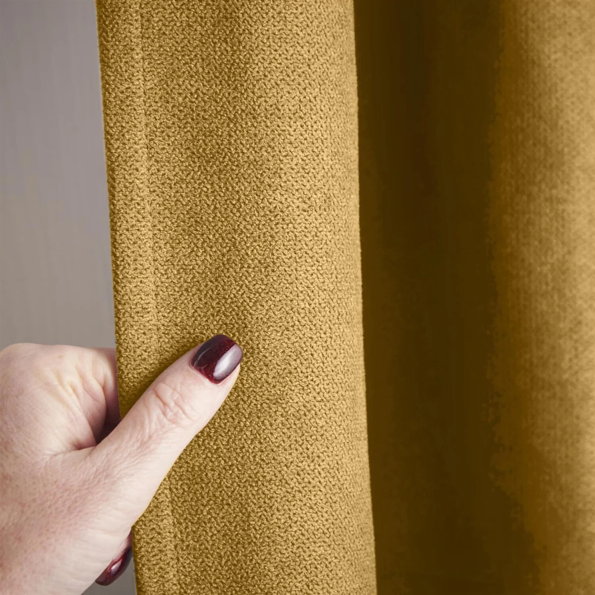 Velvet Chenille Thermal Fleece Lined Pencil Pleat Taped Top Door Curtain - Ochre – image 4