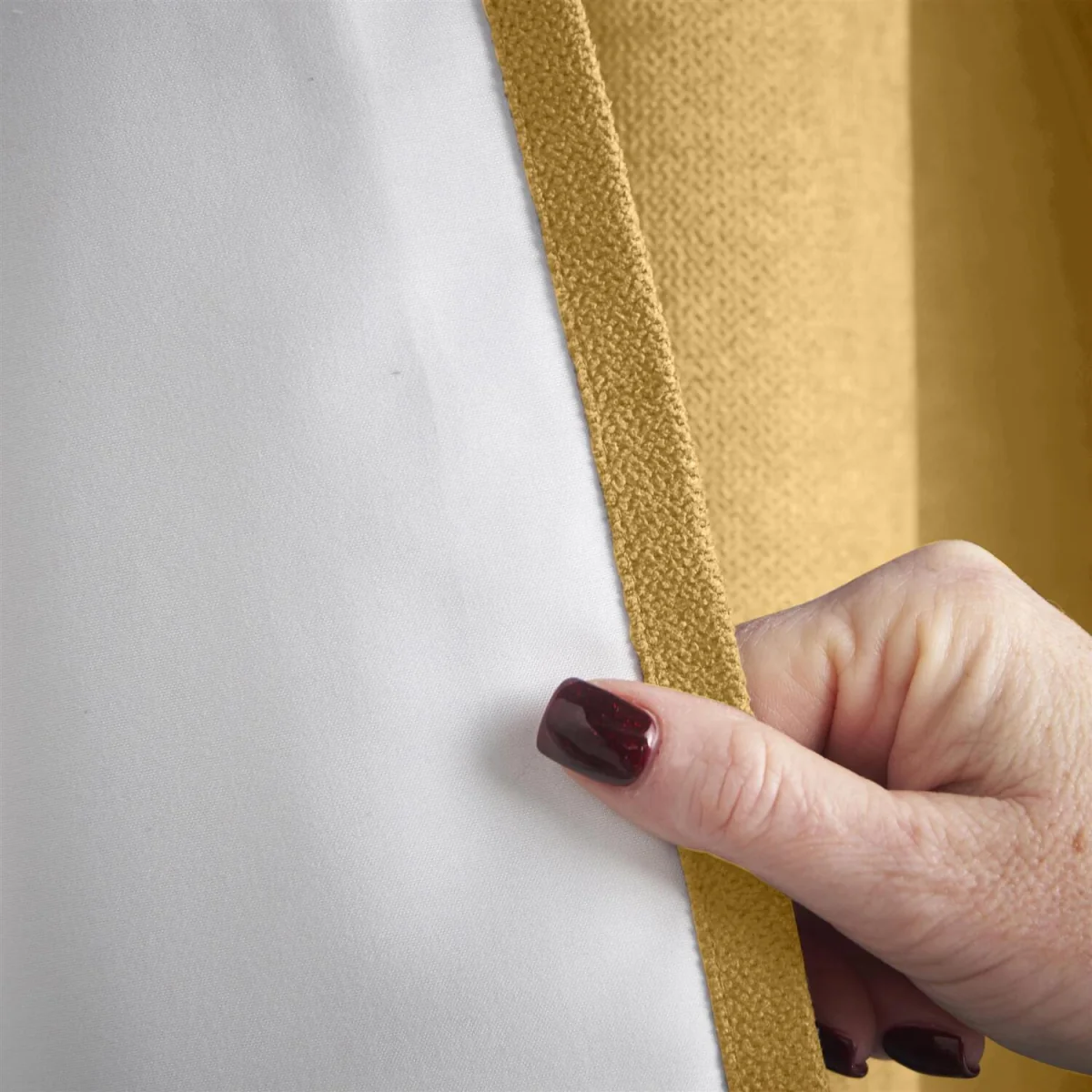 Velvet Chenille Thermal Fleece Lined Pencil Pleat Taped Top Door Curtain - Ochre – image 5