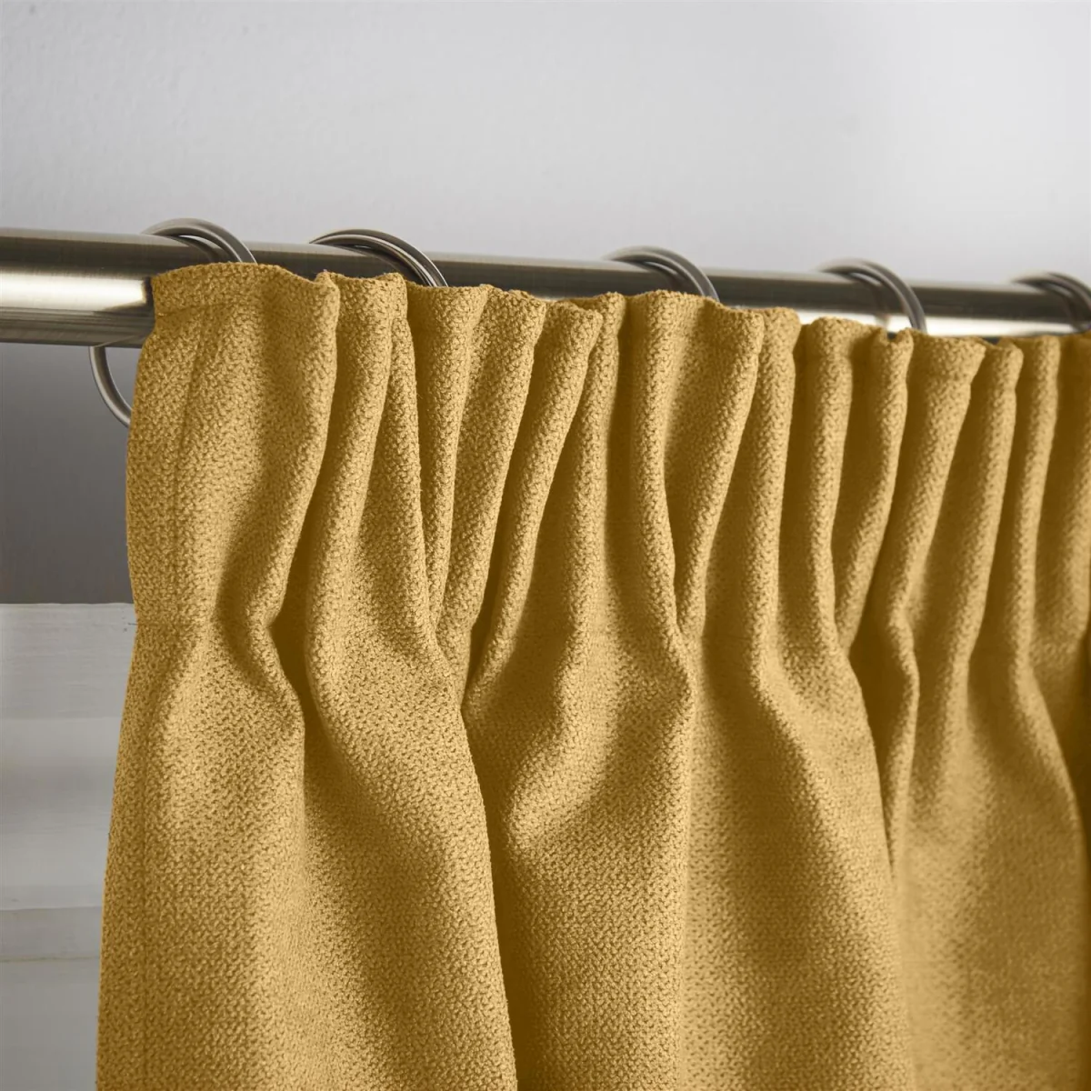 Velvet Chenille Thermal Fleece Lined Pencil Pleat Taped Top Door Curtain - Ochre – image 7