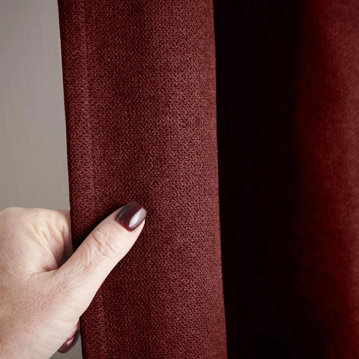 Velvet Chenille Thermal Fleece Lined Pencil Pleat Taped Top Door Curtain - Red – image 2