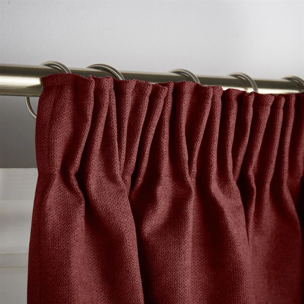 Velvet Chenille Thermal Fleece Lined Pencil Pleat Taped Top Door Curtain - Red – image 5