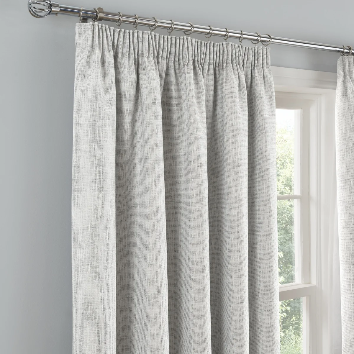 Textured Rib Weave Pencil Pleat Blackout Curtains - 2 Panels - Grey – image 4