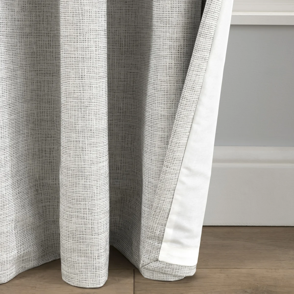 Textured Rib Weave Pencil Pleat Blackout Curtains - 2 Panels - Grey – image 5