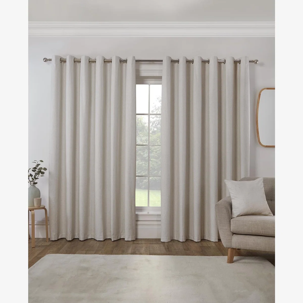 Verona Linen Look Curtains - Natural / 229cm