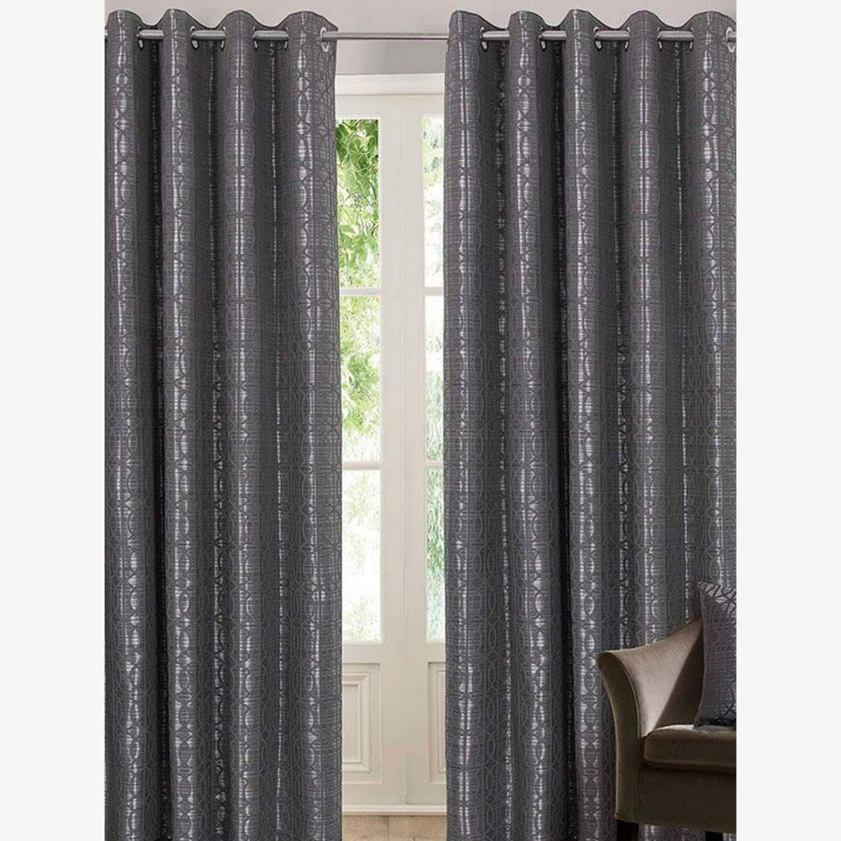 Tuscany Eyelets Lined Curtains (Pack of 2)Silver(54in x 46in) - Silver