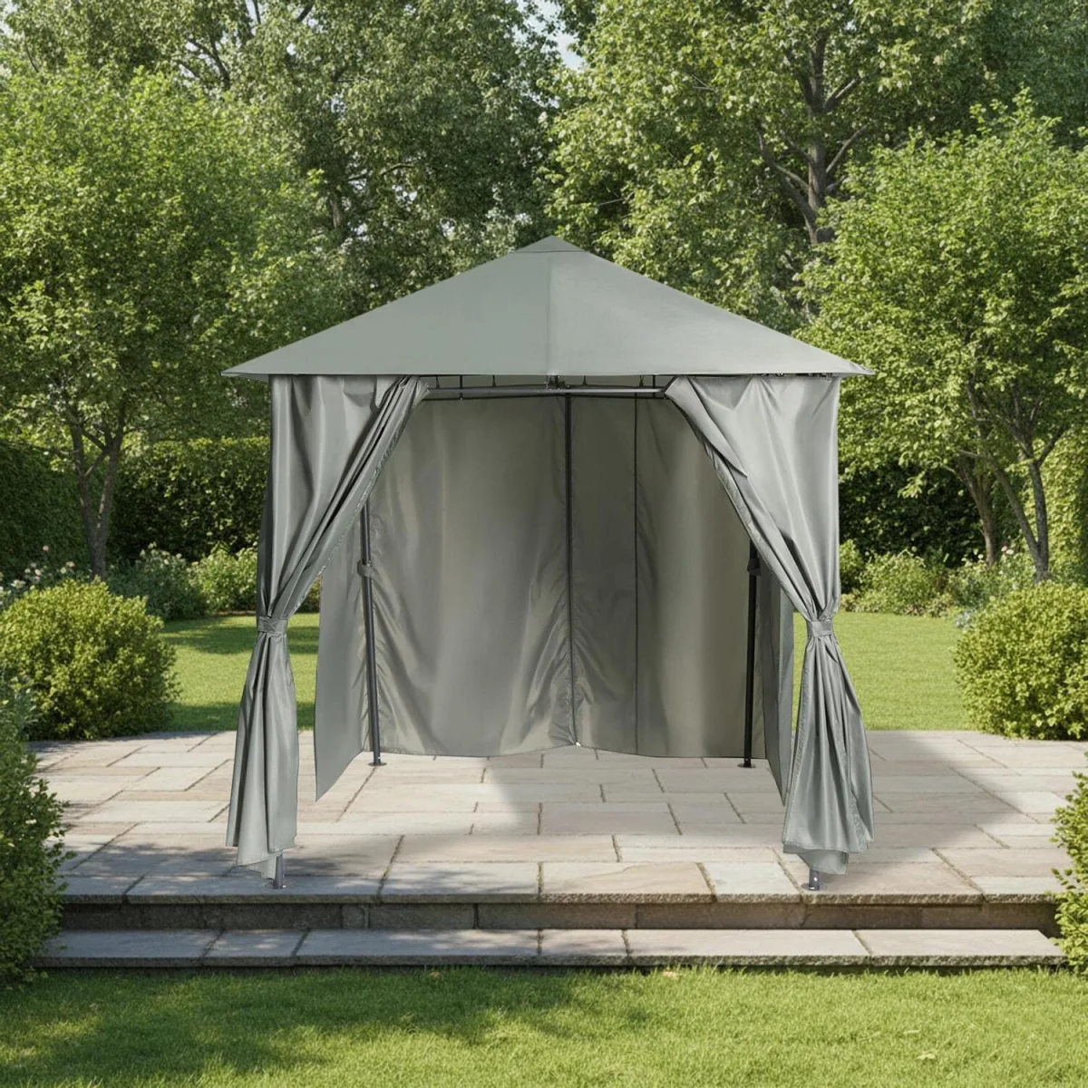 Water Resistant Gazebo With Curtains - Grey – image 8