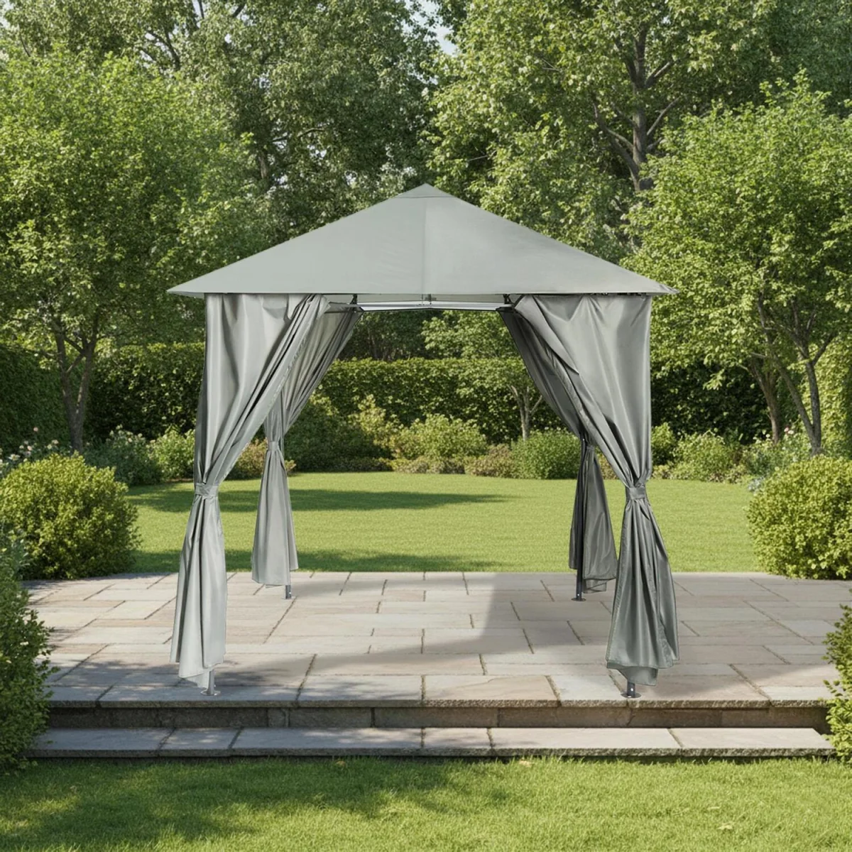 Water Resistant Gazebo With Curtains - Grey – image 10