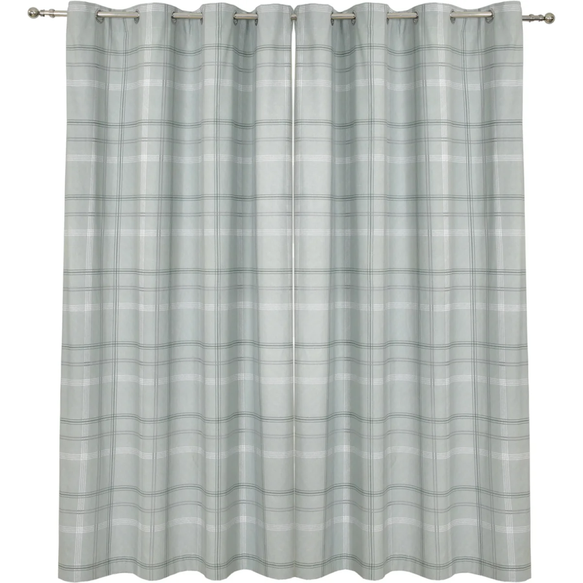 Printed Check Eyelet Thermal Curtains - 2 Panels - Green – image 4