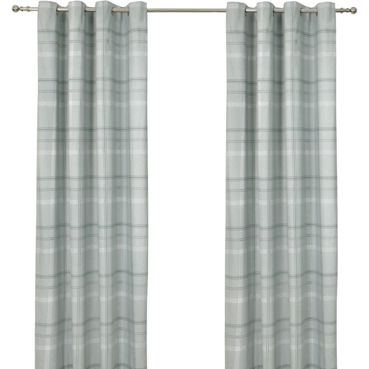 Printed Check Eyelet Thermal Curtains - 2 Panels - Green – image 5