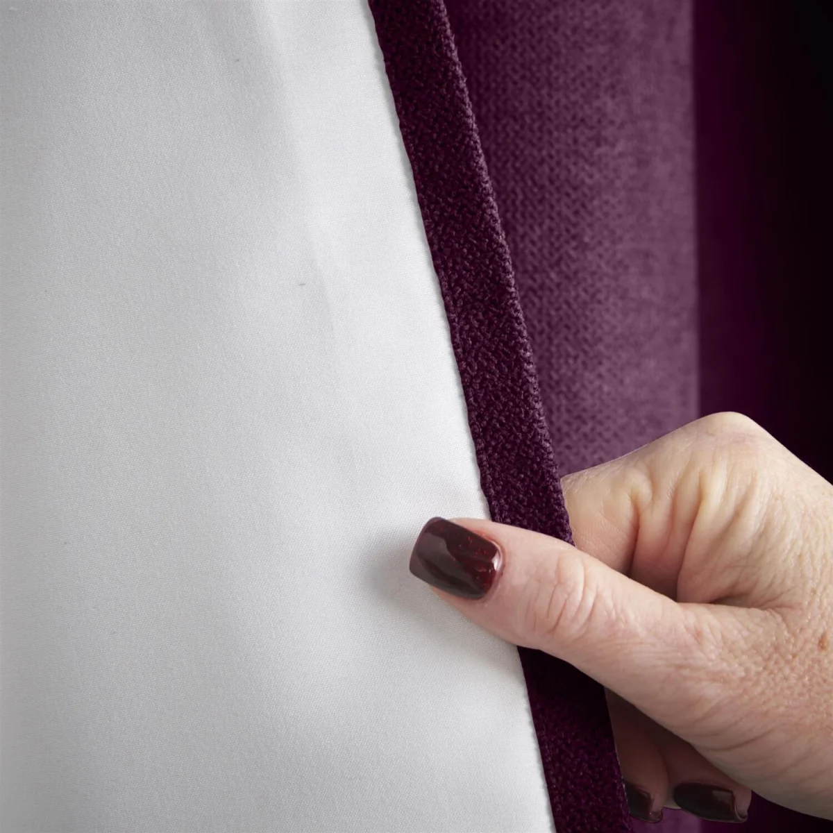 Velvet Chenille Thermal Fleece Lined Pencil Pleat Taped Top Door Curtain - Aubergine – image 5