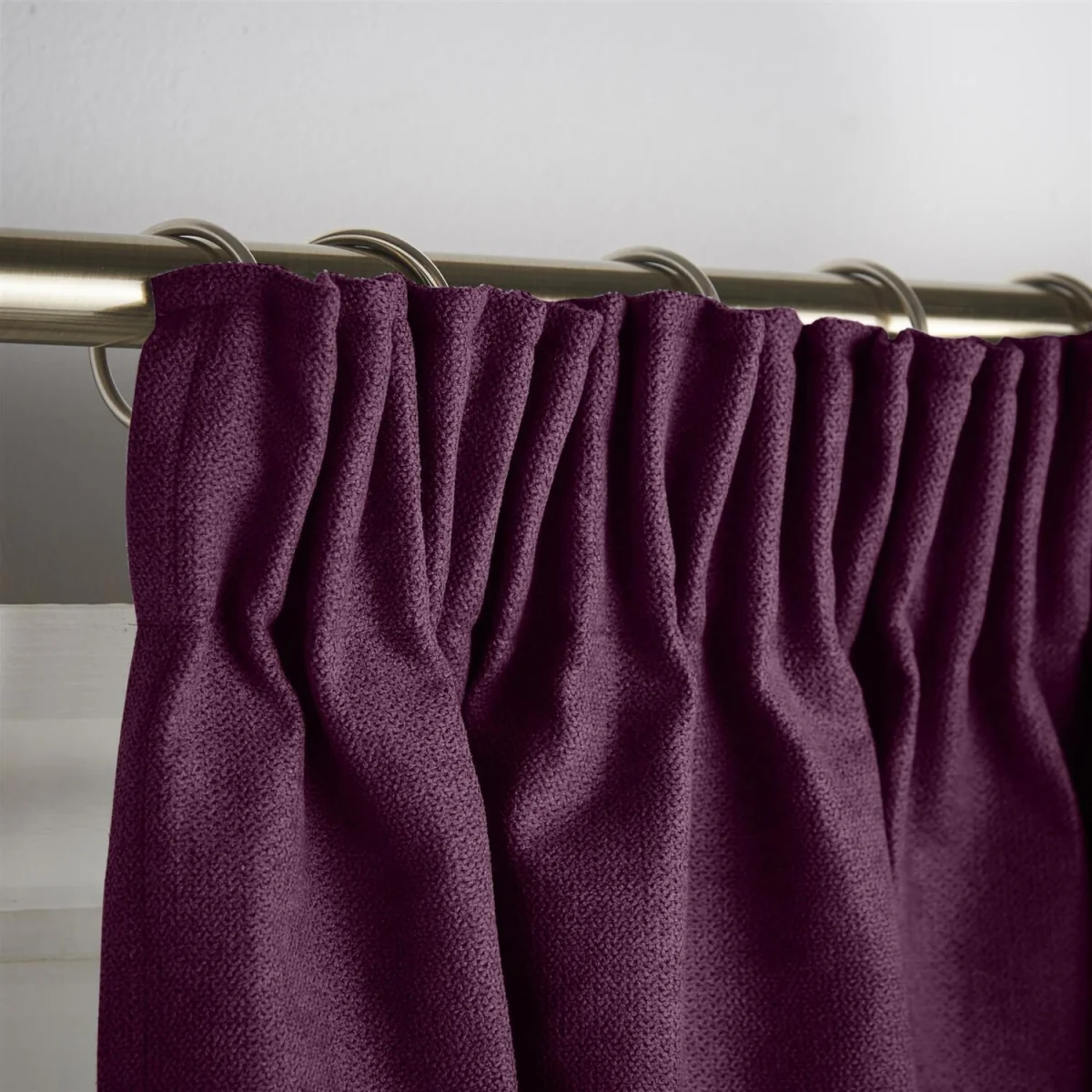 Velvet Chenille Thermal Fleece Lined Pencil Pleat Taped Top Door Curtain - Aubergine – image 7
