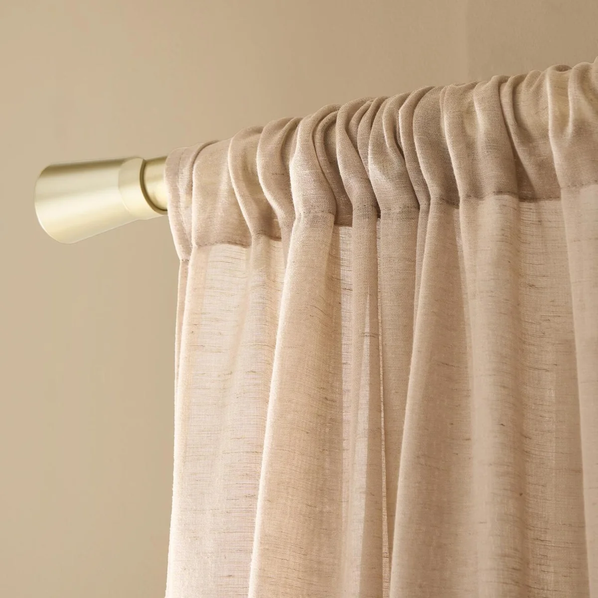 OHS Linen Look Slot Top Voile Curtains - Mink – image 5