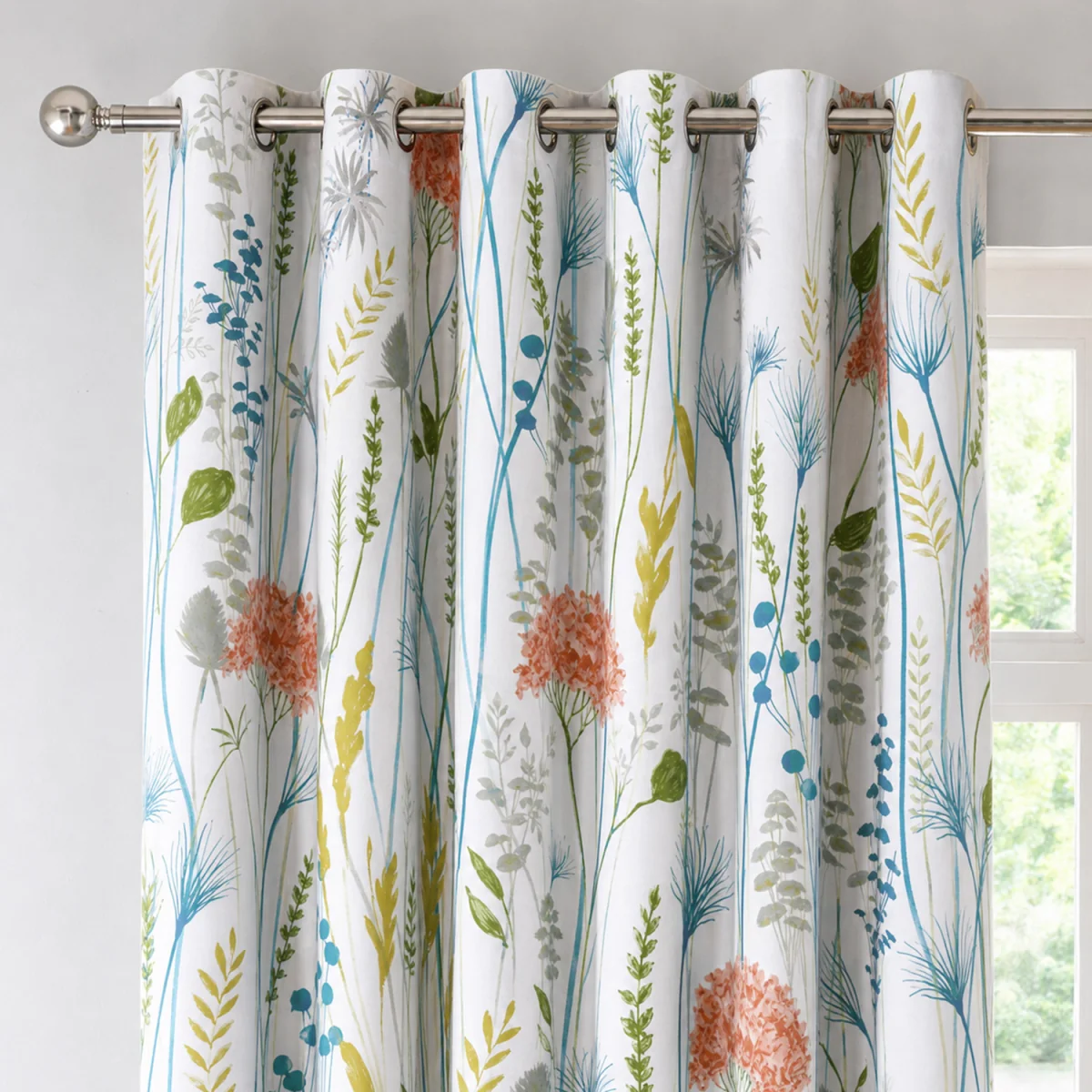 Large floral Printed Unlined Ringtop Curtains - Multi / 137cm – image 4