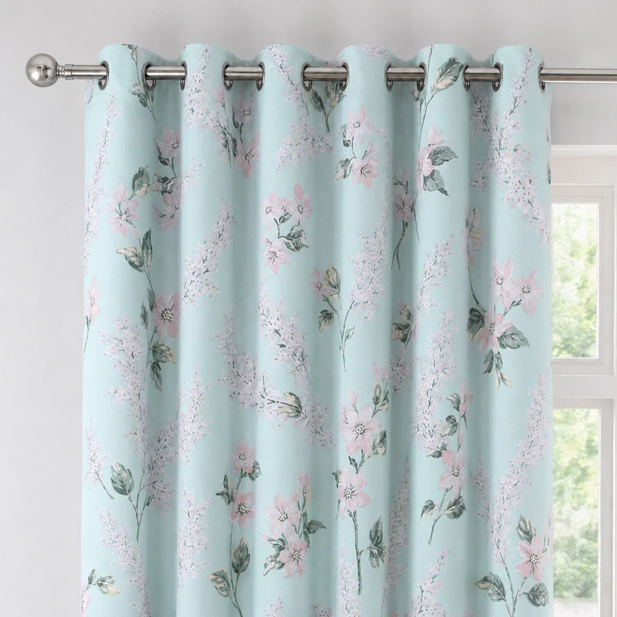 Large floral Printed Unlined Ringtop Curtains - Multi / 137cm – image 7