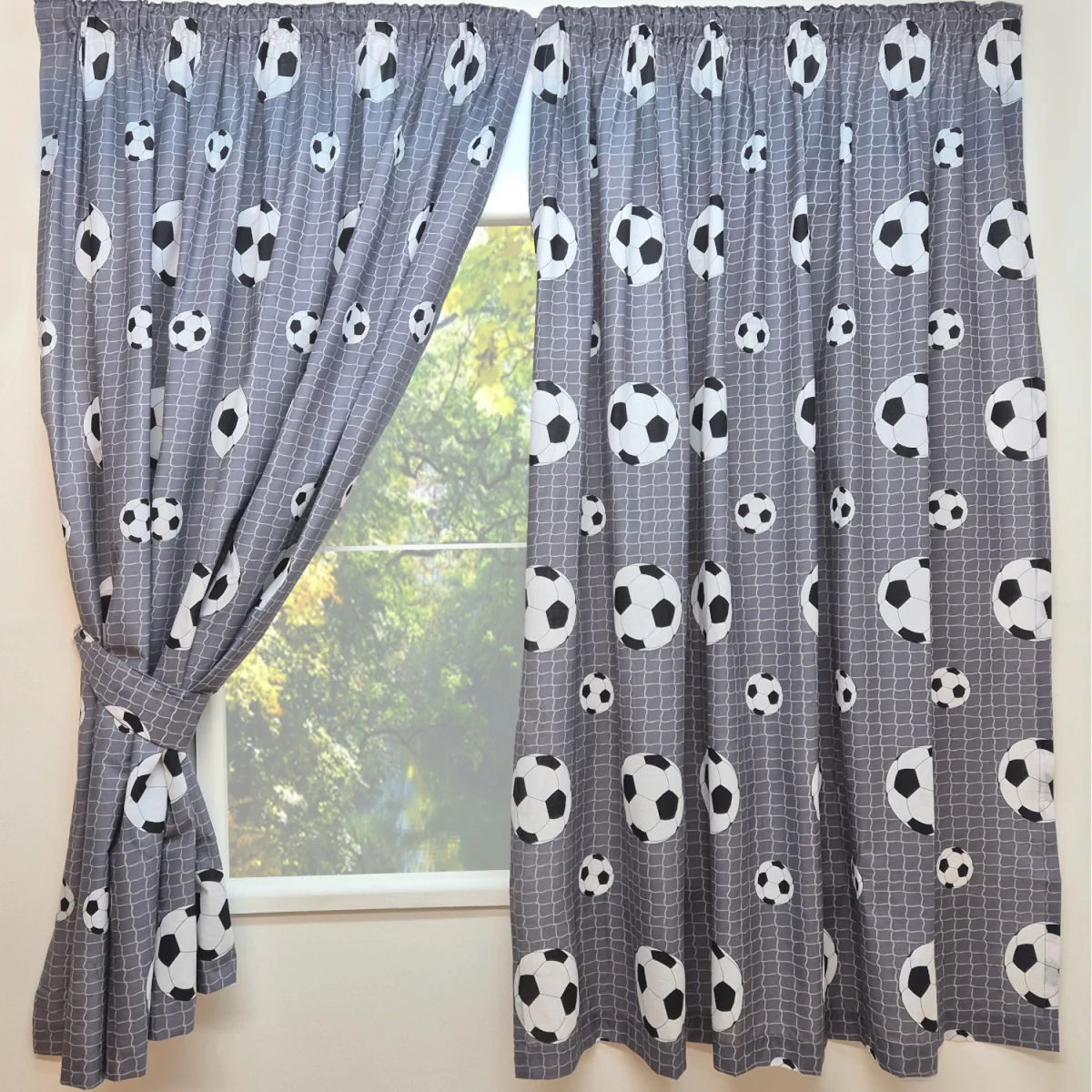 Football Grey Pencil Pleat Curtains - Grey / 54in – image 2