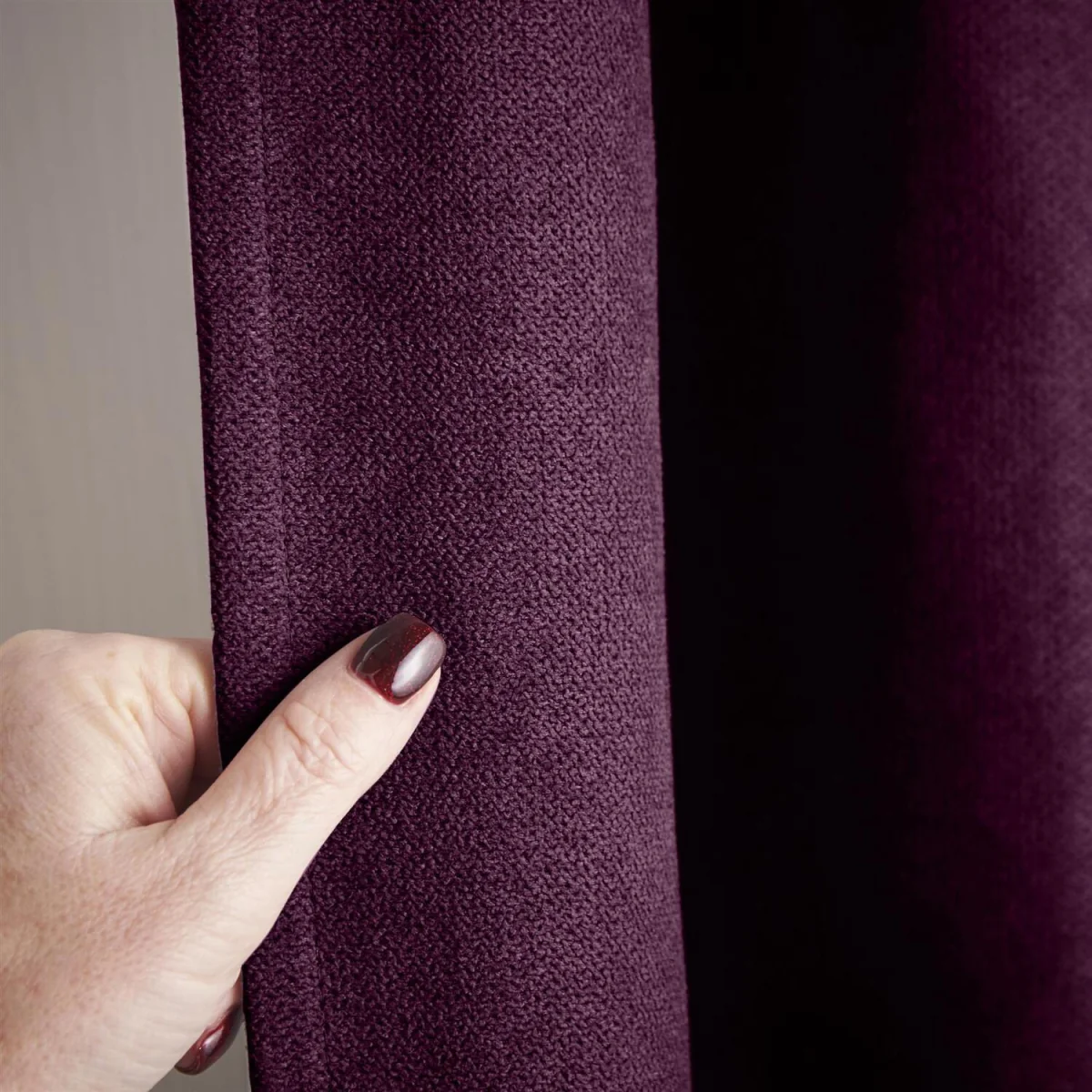 Velvet Chenille Thermal Fleece Lined Ring Top Door Curtain - Aubergine – image 6