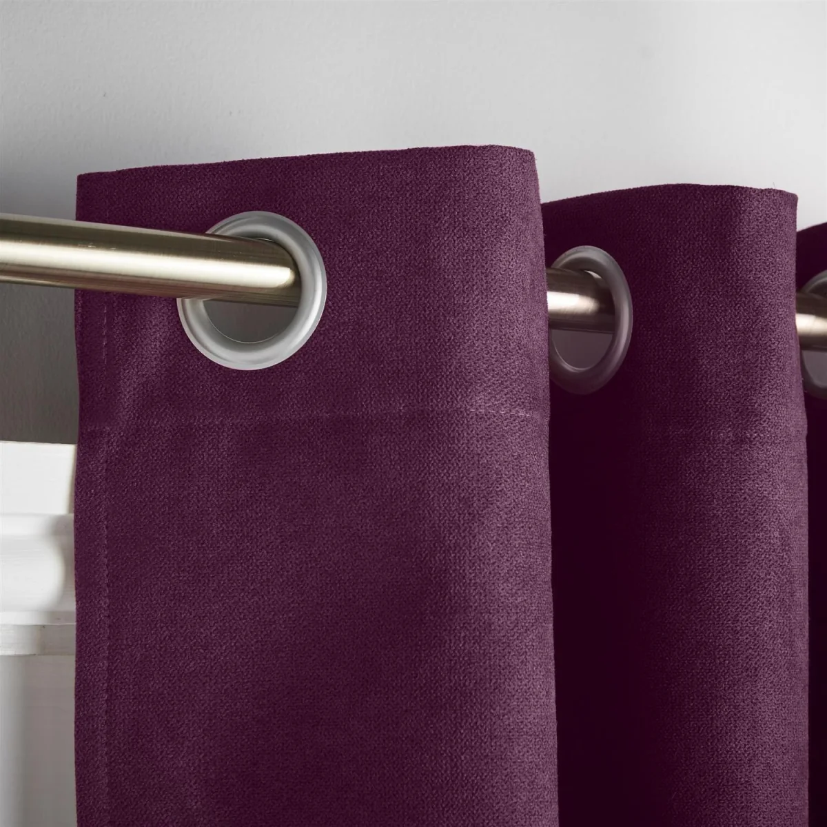 Velvet Chenille Thermal Fleece Lined Ring Top Door Curtain - Aubergine – image 8