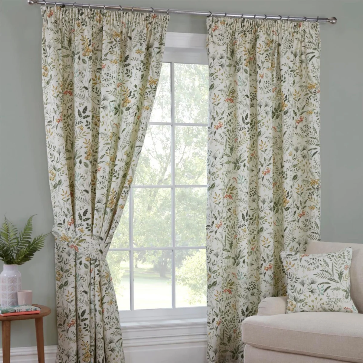 Cleo Pencil Pleat Curtains - Willow / 66in / 72in – image 1