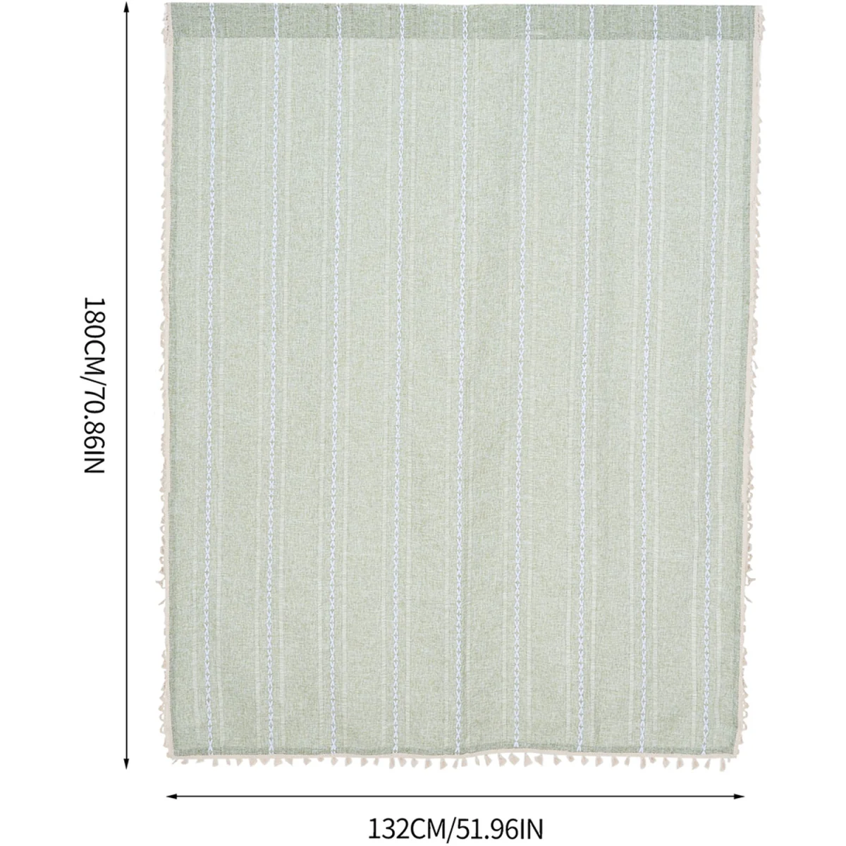 Bohemian Faux Linen Curtain with Tassels - Soft Light Green – image 4