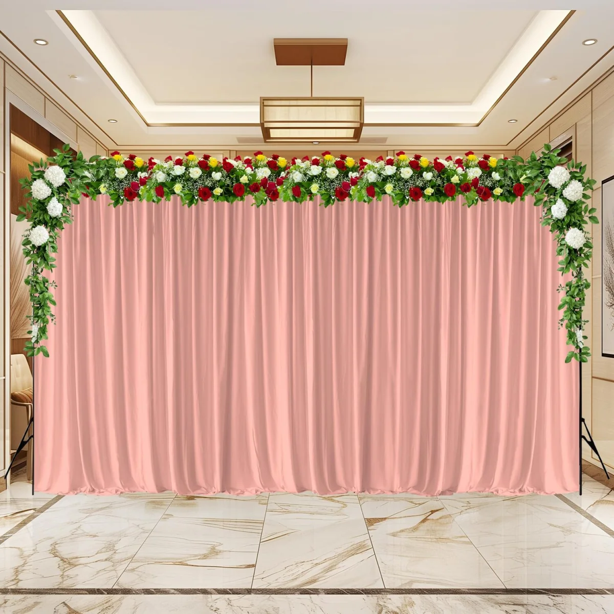 Wrinkle-Free Spandex Backdrop Curtain - Rose Gold- 3x6M / 600cm / 45cm