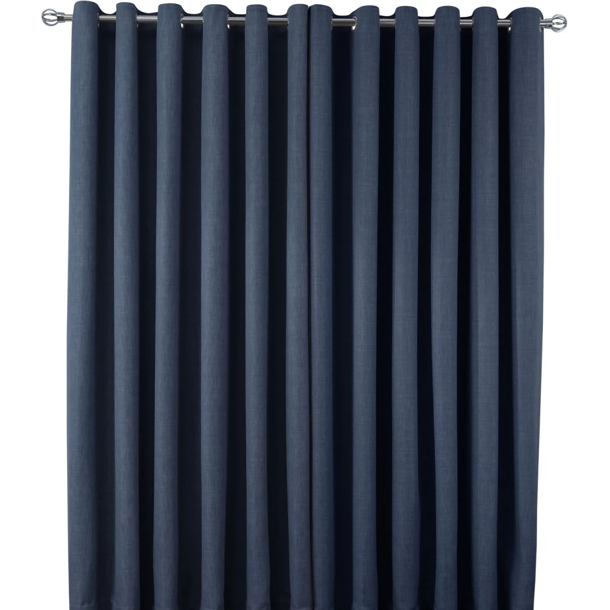 Luxury Linen Look Eyelet Blackout Lined Curtains - 2 Panels - Navy – image 3