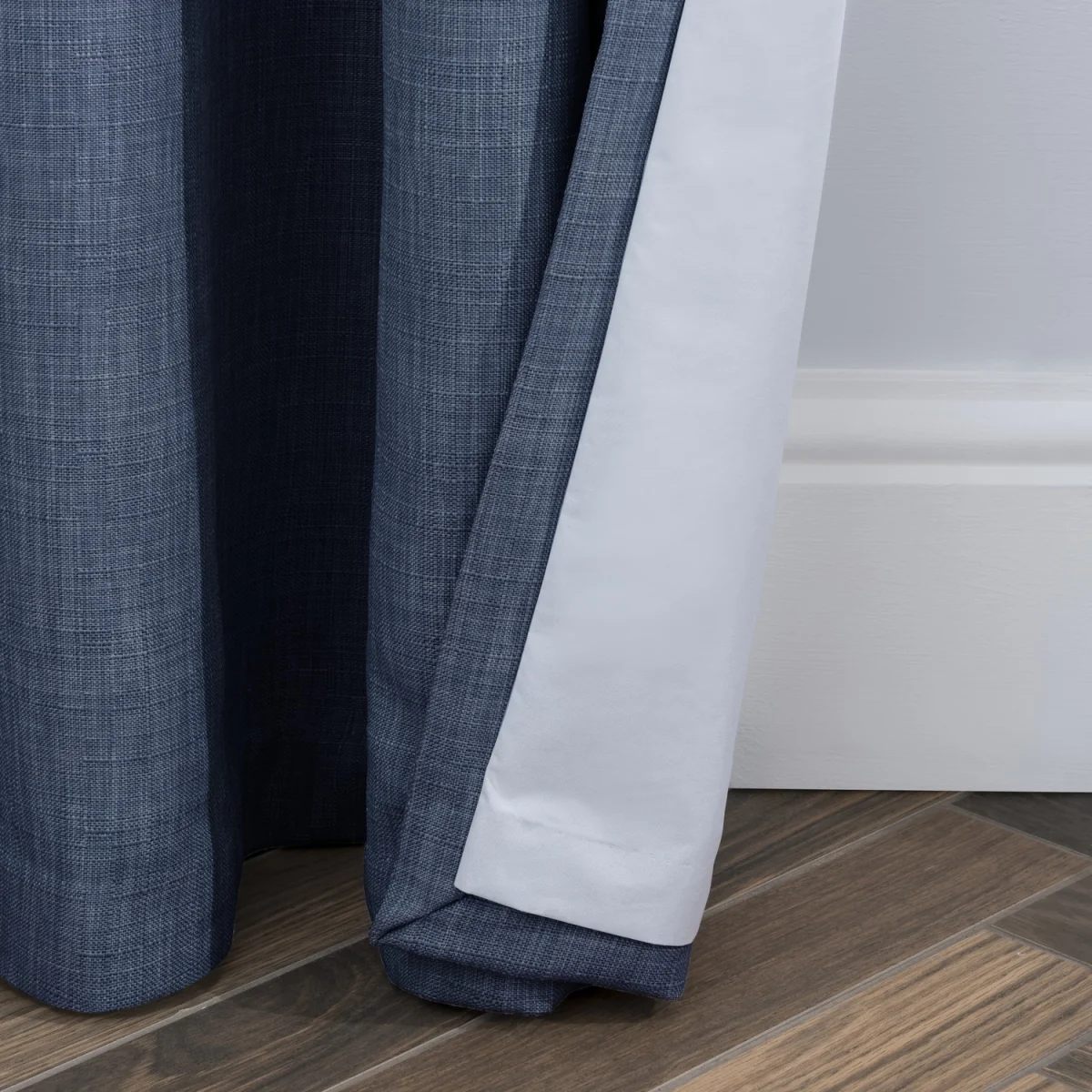 Luxury Linen Look Eyelet Blackout Lined Curtains - 2 Panels - Navy – image 6