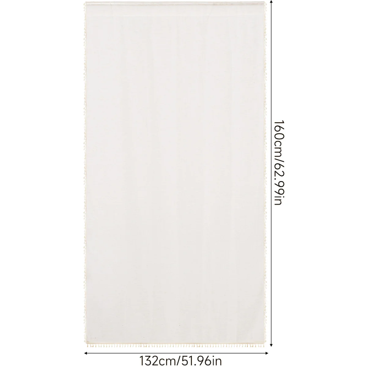 Semi Sheer Curtain 1 Panel with Tassel Design - Beige – image 2
