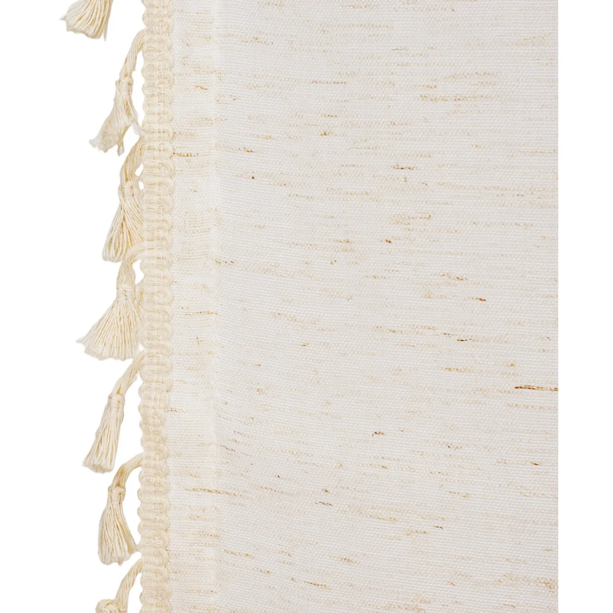 Semi Sheer Curtain 1 Panel with Tassel Design - Beige – image 4