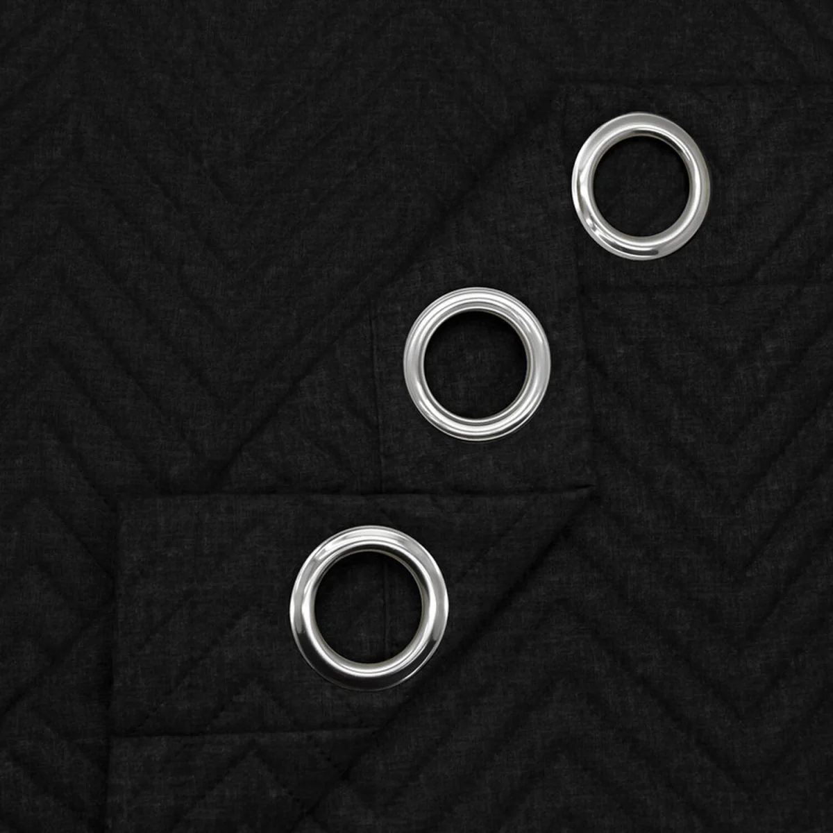 Chevron Pattern Thermal Door Panel Curtain - Black – image 3