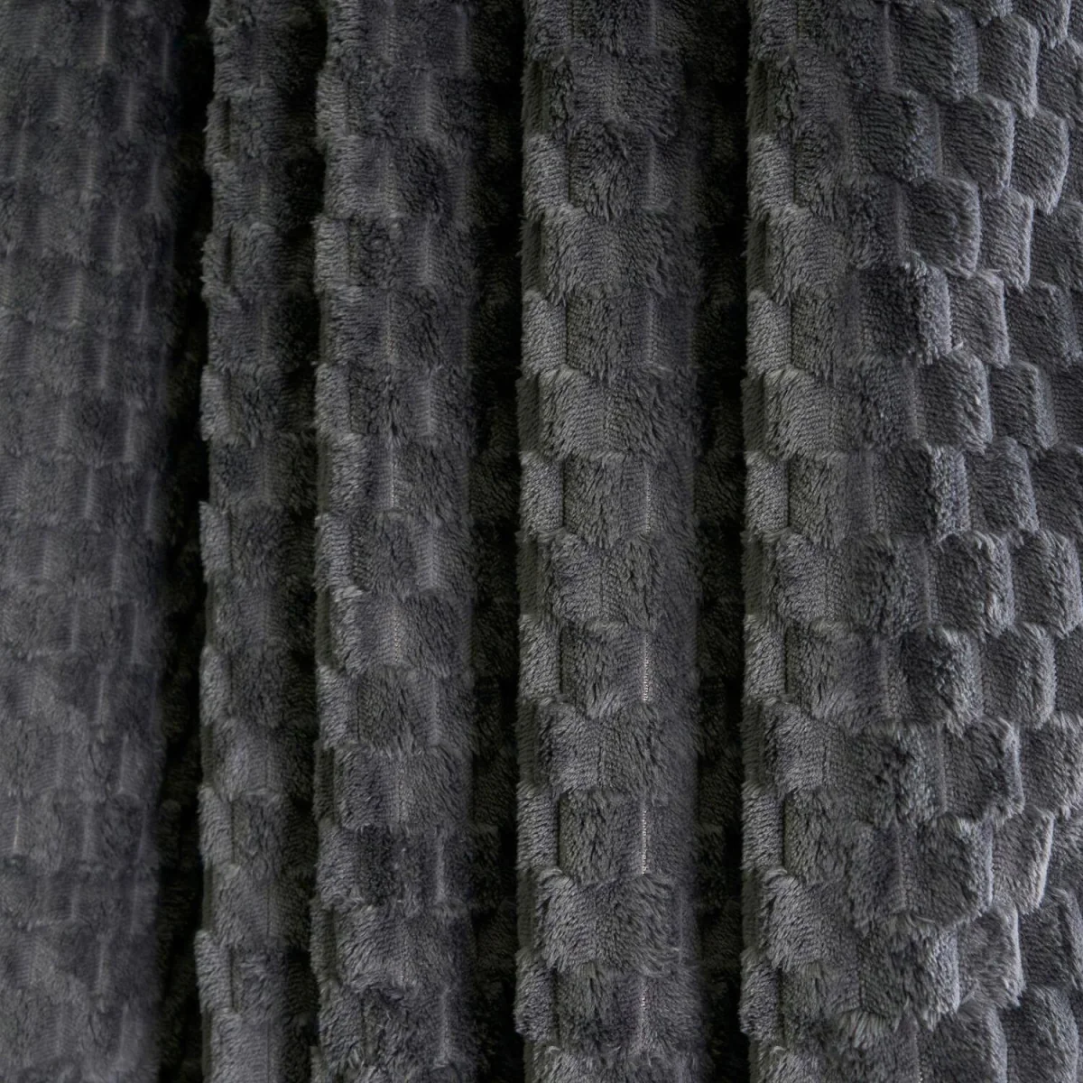OHS Ribbed Fleece Thermal Eyelet Curtains - Charcoal / 37cm – image 2