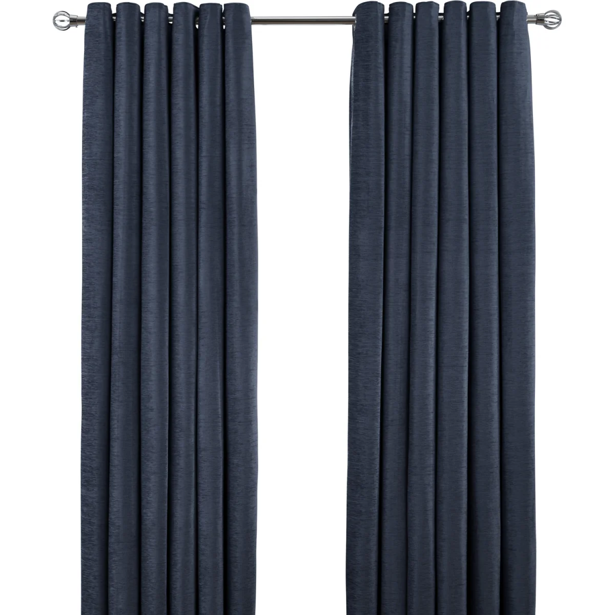 Luxury Chenille Eyelet Lined Curtains - 2 Panels - Navy – image 4