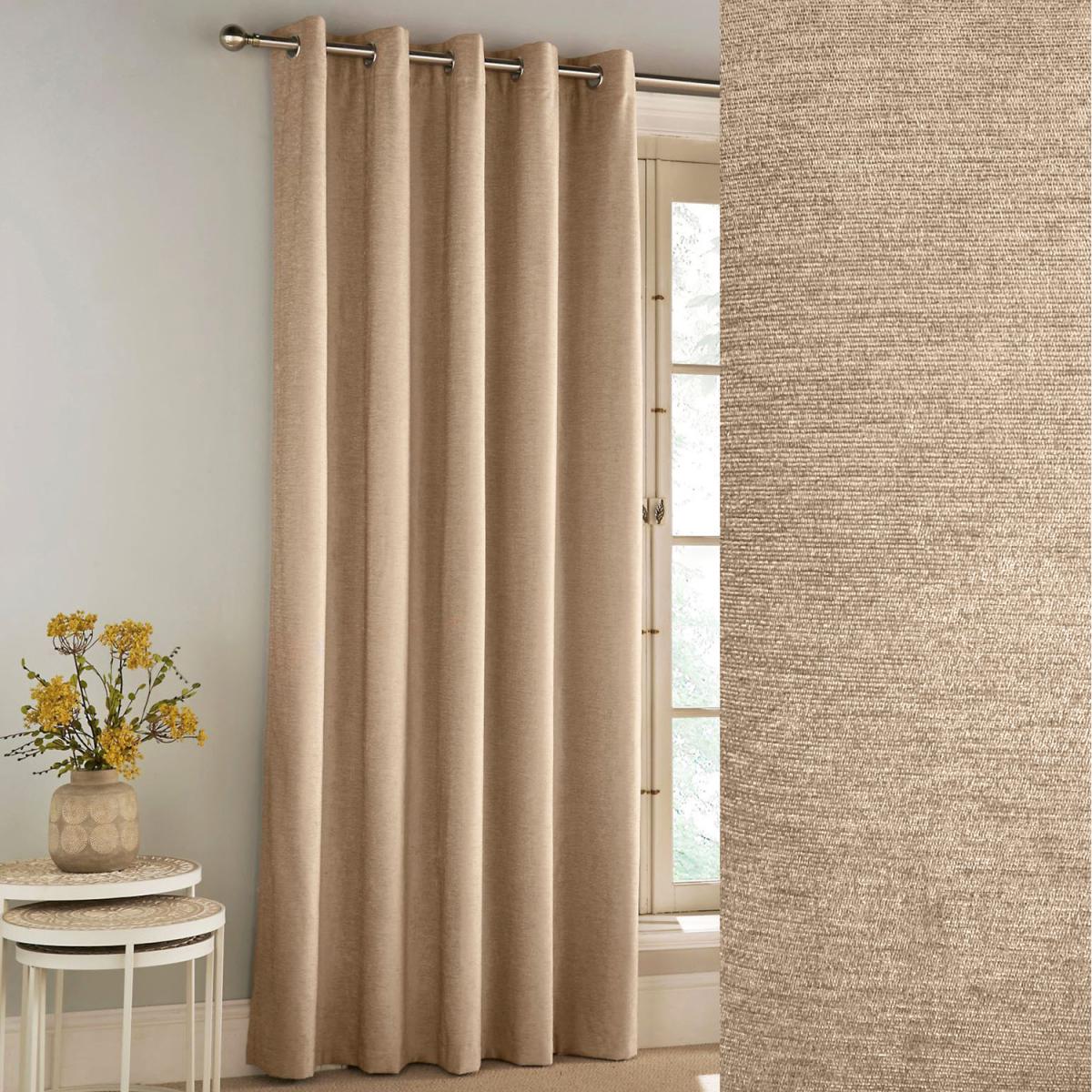 Savoy Sand Blackout Eyelet Single Door Curtain - Sand