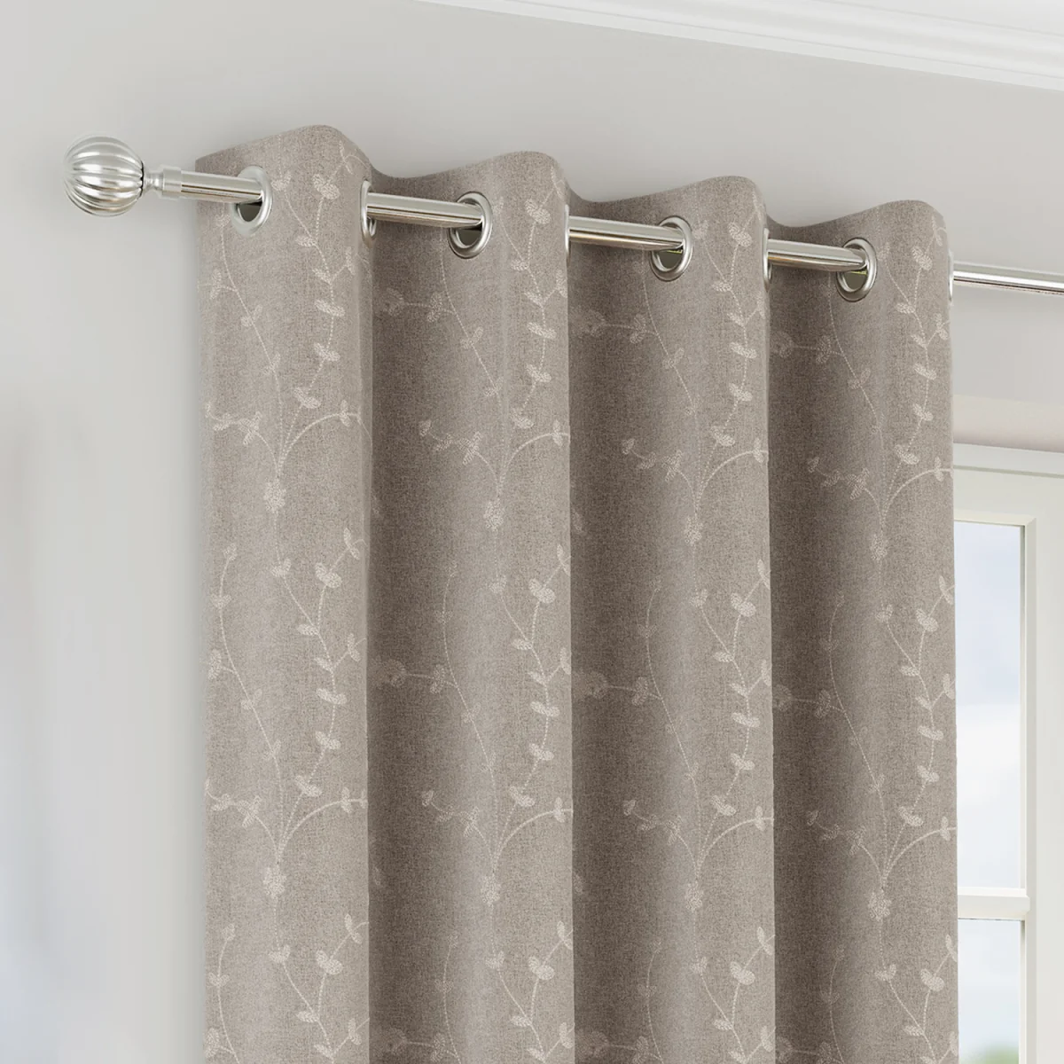 Tivoli Natural Blackout Floral Eyelet Curtains - Natural / 168cm / 183cm – image 2