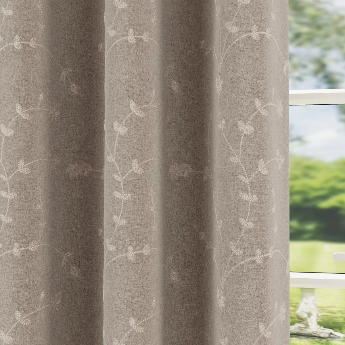 Tivoli Natural Blackout Floral Eyelet Curtains - Natural / 168cm / 183cm – image 3