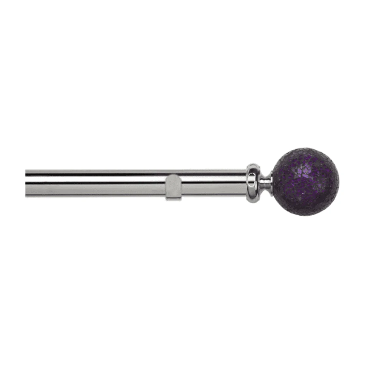 28mm Fixed Length Metal Eyelet Curtain Pole Set - Purple Mosaic Finial - Chrome