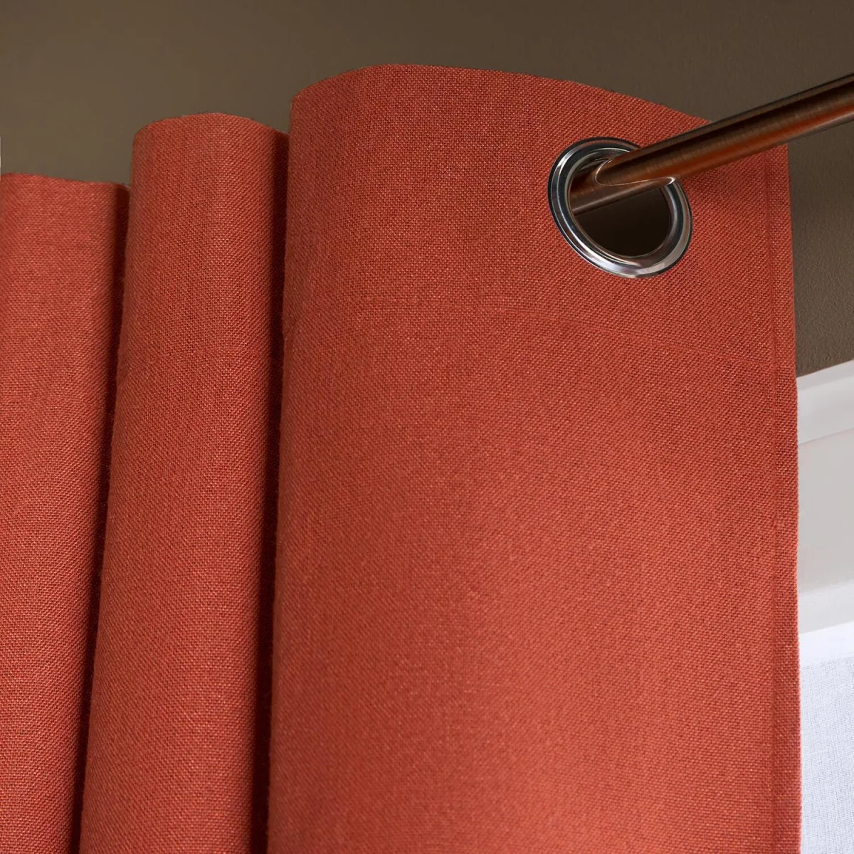 OHS Woven Texture Eyelet Blackout Curtains - Rust – image 3