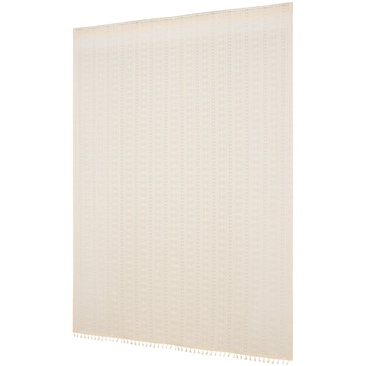 Elegant Semi-Sheer Lace Curtains with Decorative Tassels - Beige – image 6