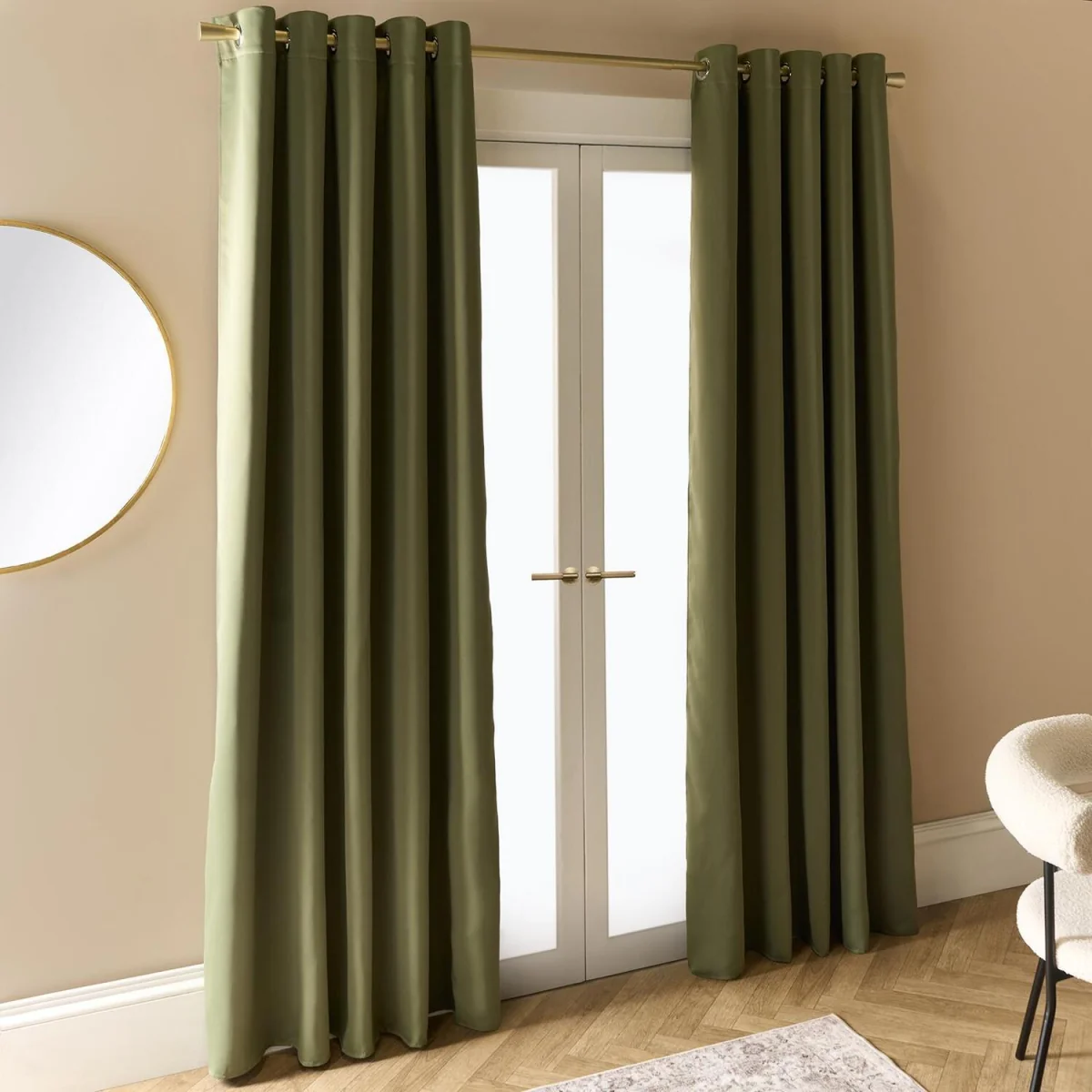 OHS Eyelet Blackout Curtains - Olive Green – image 2