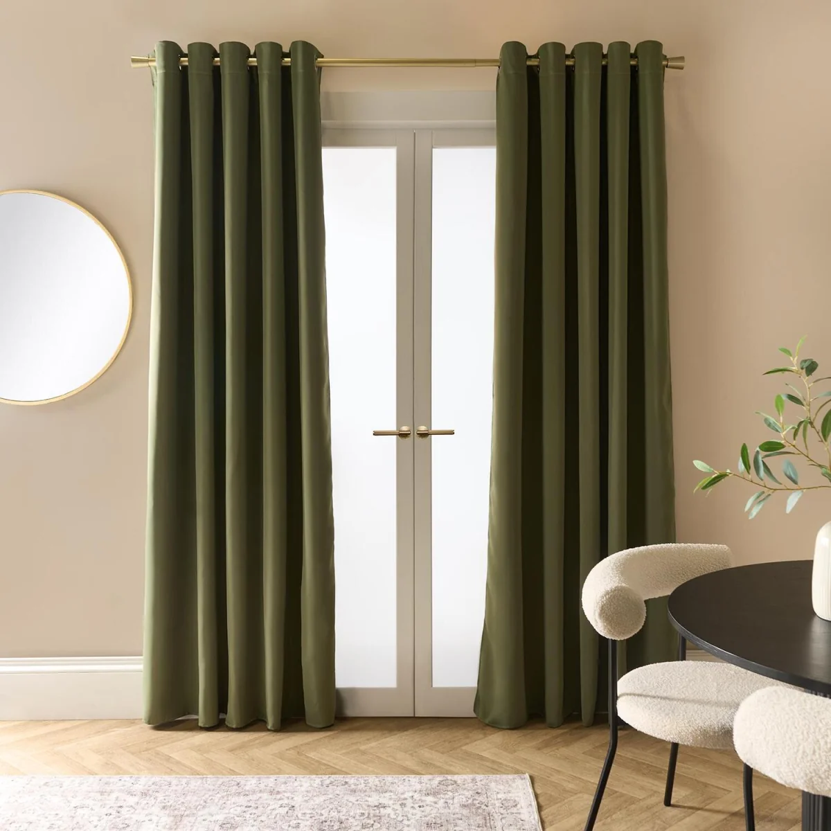 OHS Eyelet Blackout Curtains - Olive Green – image 1