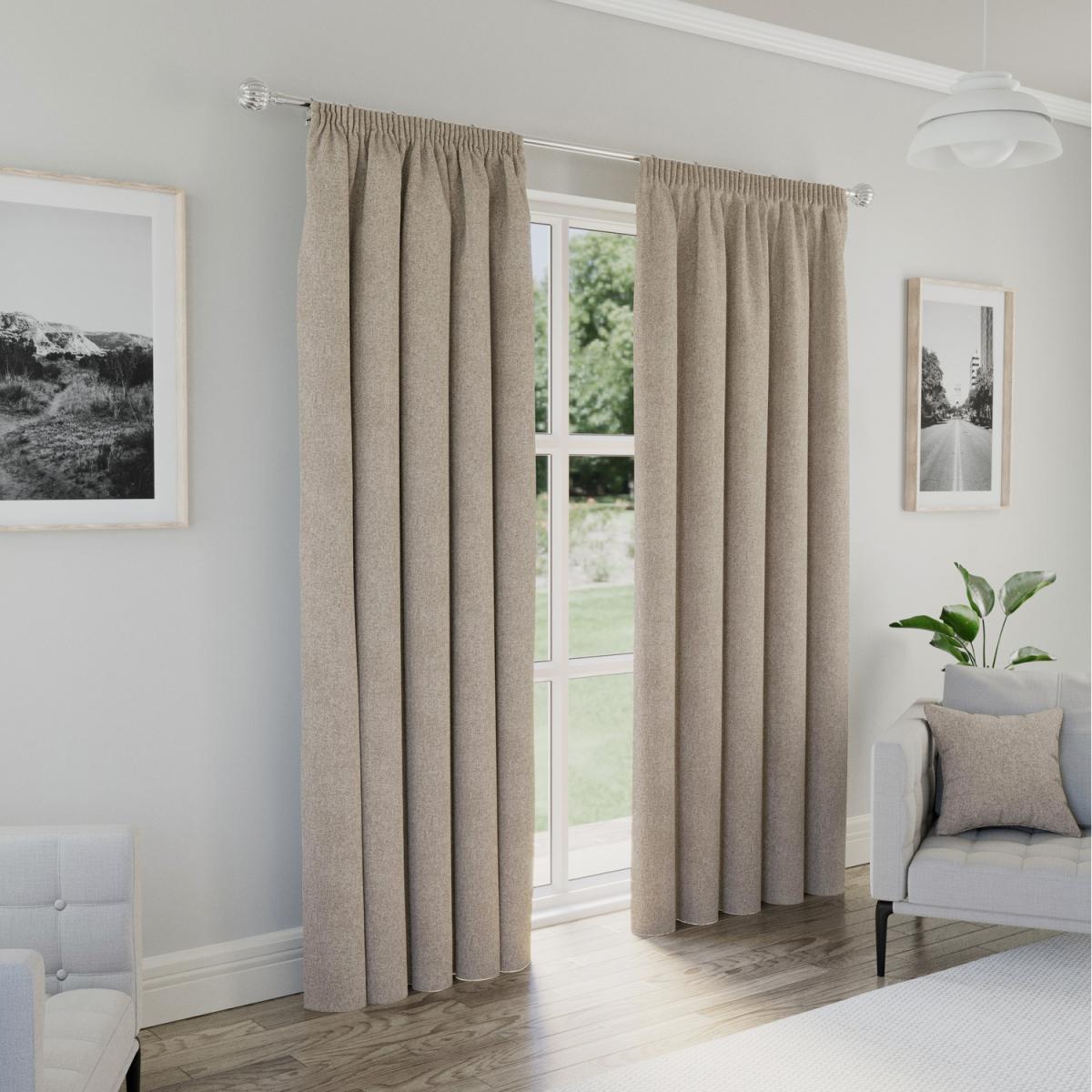 Dallas Natural Blackout Pencil Pleat Curtains - Natural / 1.65kg / 229cm
