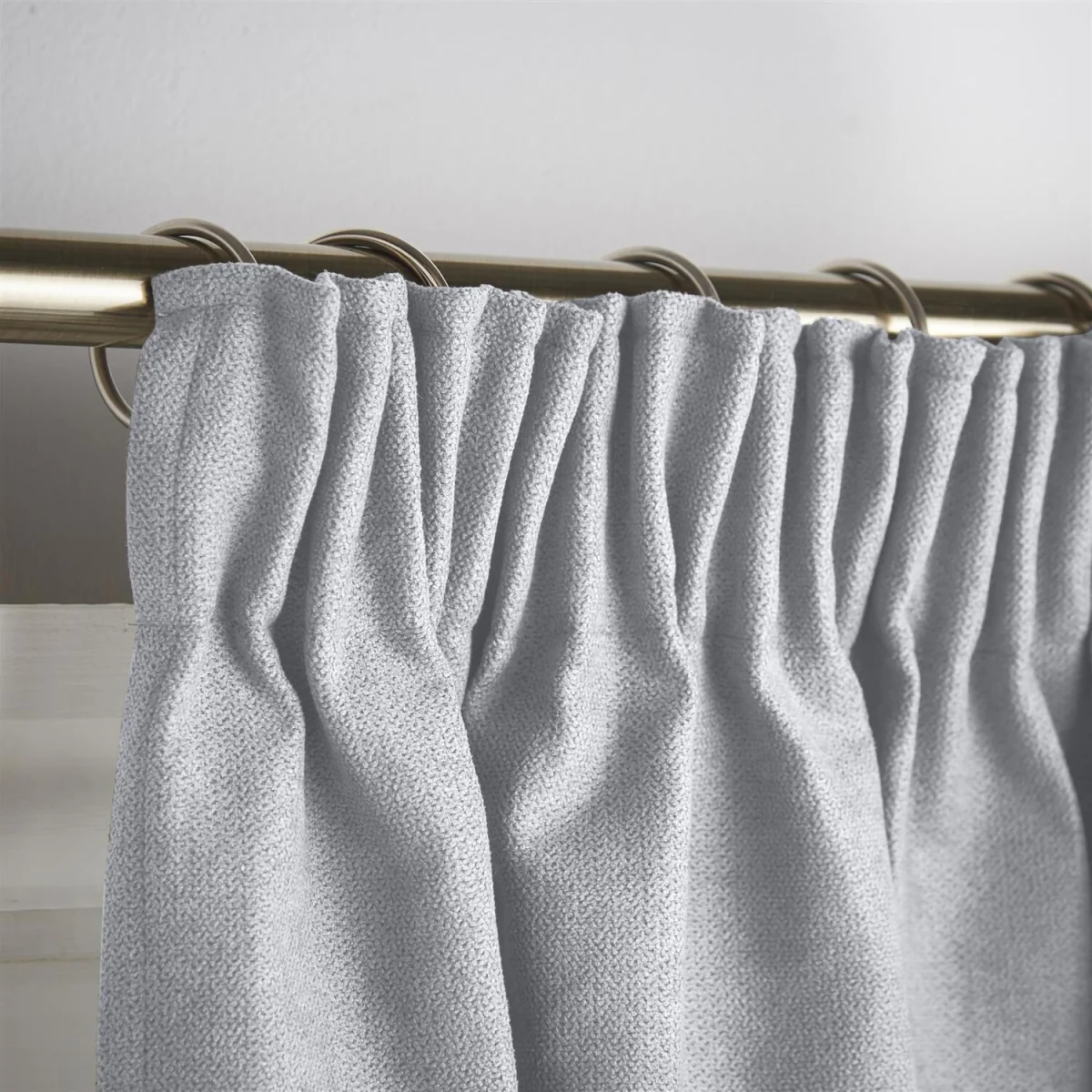 Velvet Chenille Thermal Fleece Lined Pencil Pleat Taped Top Door Curtain - Silver – image 4
